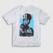 Presmono Unisex Çocuk Beyaz Victory Film Rocky T-Shirt