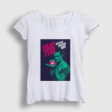 Presmono Kadın Beyaz Soap Film Dövüş Kulübü Fight Club T-Shirt