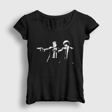 Presmono Kadın Siyah Vincent And Jules Film Pulp Fiction T-Shirt