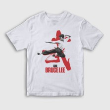 Presmono Unisex Çocuk Beyaz i am Bruce Lee T-Shirt