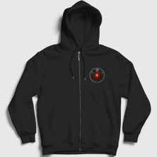 Presmono Unisex Siyah Hal 9000 Film 2001 A Space Odyssey Fermuarlı Kapüşonlu Sweatshirt