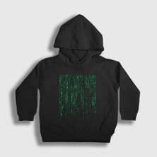 Presmono Unisex Çocuk Siyah Code Film The Matrix Kapüşonlu Sweatshirt