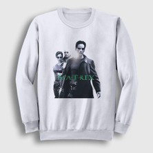 Presmono Unisex Beyaz Neo Film The Matrix Sweatshirt