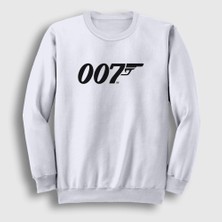 Presmono Unisex Beyaz Logo 007 Film James Bond Sweatshirt