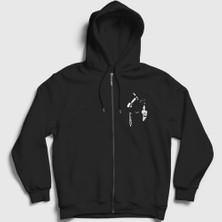 Presmono Unisex Siyah Hammer Film Oldboy Fermuarlı Kapüşonlu Sweatshirt