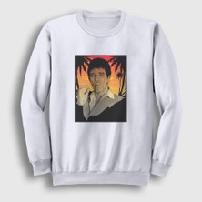 Presmono Unisex Beyaz Hawaii Film Scarface Sweatshirt