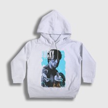 Presmono Unisex Çocuk Beyaz Victory Film Rocky Kapüşonlu Sweatshirt