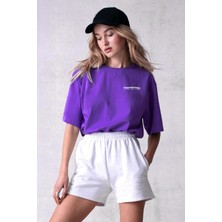 Mad Girl Mor Baskılı Tişört MG1197