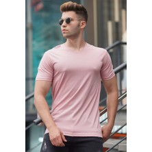 Madmext Basic V Yaka Pudra Tişört 5281