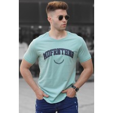 Madmext Baskılı Çağla Yeşili Erkek Tişört 5267