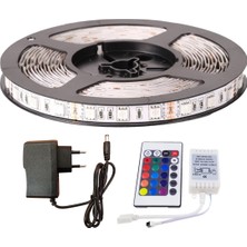 Amber LED Rgb Şerit LED 1 Metre Tak Çalıştır 24 Tuşlu Kumandalı 5050 3 Çipli