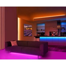 Amber LED Rgb Şerit LED 1 Metre Tak Çalıştır 24 Tuşlu Kumandalı 5050 3 Çipli