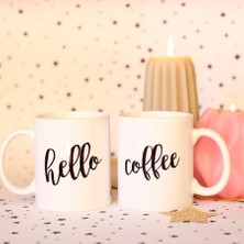 Bikutumutluluk Tasarım Kupa Serisi - Hello Coffee Çift Taraflı Kupa
