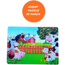 Woodylife Çiftlik Hayvanları Çitli Ahşap Puzzle 30 Parça Yapboz Çocuk Oyuncak