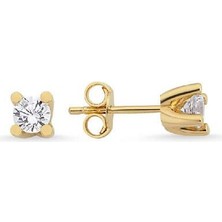 Engingold 14 Ayar Altın Tektaş Küpe