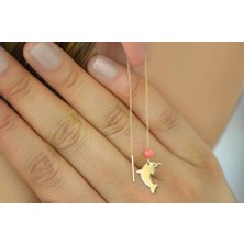 14 Ayar Altın Yunus Figürlü Küpe