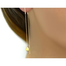 14k Kalp Figürlü Sallantılı Altın Küpe