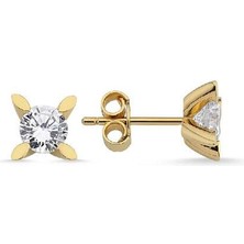 Engingold 14 Ayar Altın Tektaş Küpe