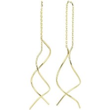 14 Ayar Altın Taşsız Geometrik Küpe