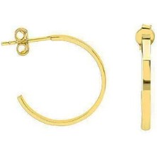 14 Ayar Sade Altın Yarım Halka Küpe