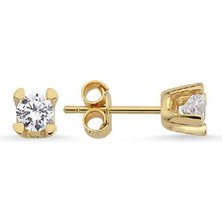 Engingold 14 Ayar Altın Tektaş Küpe