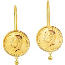 Engingold 22 Ayar Altın Ata Çeyrek Sallantılı Küpe