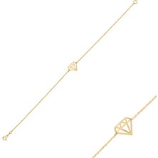 Engingold 14K Altın Diamond Figürlü Bileklik