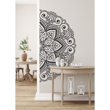 Sticker Sepetim Mandala Çiçek L Dekoratif Duvar Sticker - Yarım Yuvarlak Duvar Dekoru