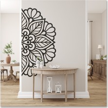 Sticker Sepetim Çiçek Yarım Mandala Dekoratif Duvar Sticker - Duvar Dekoru Iıı