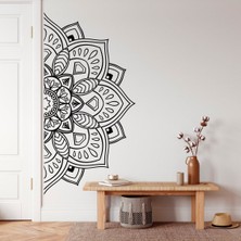 Sticker Sepetim Çiçek Yarım Mandala Dekoratif Duvar Sticker - Duvar Dekoru