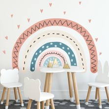 Sticker Sepetim Duvar Sticker , Çocuk Odası - Kreş - Iskandinav Stil Gökkuşağı ve Kalpler