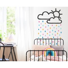 Sticker Sepetim Çocuk Odası Duvar Sticker Günen Bulut ve Yağmurlar