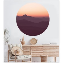 Sticker Sepetim Sıra Dağlar Gün Batımı Oval Duvar Sticker