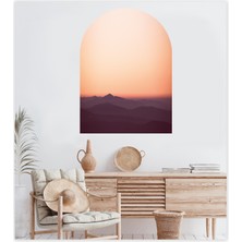 Sticker Sepetim Sıra Dağlar Gün Batımı Bohem Oval Duvar Sticker