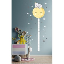 Sticker Sepetim Sevimli Uyuyan Fil ve Ay  Boy Ölçer Çocuk Odası Duvar Sticker