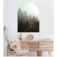 Sticker Sepetim Bohem Oval Dağlar Orman Sis Duvar Sticker