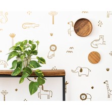 Sticker Sepetim Duvar Sticker Çocuk Odası - Tropik Orman ve Safari Hayvan Duvar Çıkartmaları