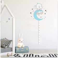 Sticker Sepetim Mavi Aydan Sallanan Sevimli Yavru Fil Yıldızlar Çocuk Odası Boy Ölçer Duvar Sticker