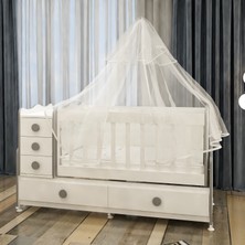 Garaj Home Melina Yıldız 4 Kapaklı Bebek Odası Takımı Gri- Yatak ve Uyku Seti Kombinli - Krem  Uykusetli