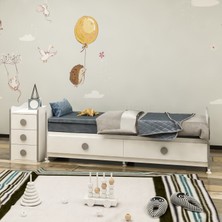 Garaj Home Melina Yıldız 4 Kapaklı Bebek Odası Takımı Gri- Yatak ve Uyku Seti Kombinli - Krem  Uykusetli