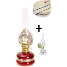 Kuzgun Online Shop 3' Lü Set Büyük Şeffaf ve Kırmızı Gaz Lambası & 1 M Gaz Lambası Fitili