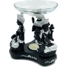 Dünyadan Hediyeler Sakyamuni Buda Camlı Polyester Buhurdanlık Gümüş /Siyah