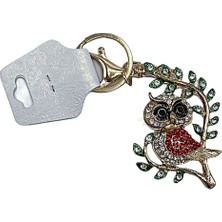 Dünyadan Hediyeler Kırmızı Kristal Taşlı Baykuş Anahtarlık