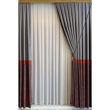 Perhal Ince Çizgili Spor Düz Pilesiz Etekleri Kurşunlu Tül Perde