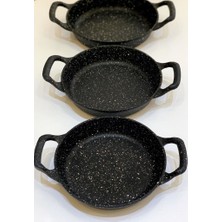 Bambum Majör 3 Lü (18-20-22 Cm) Döküm Granit Sahan Set Siyah