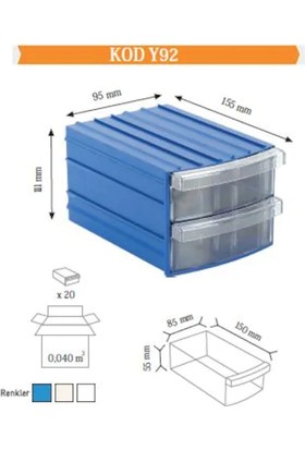 Sembol Y92 Plastik Çekmeceli Kutu (20 Çekmeceli)