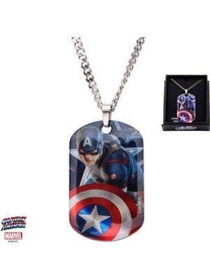 Body Vibe Marvel Captain America Künye Pendant 22 Inch Chain