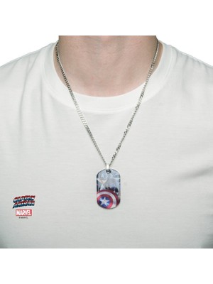 Body Vibe Marvel Captain America Künye Pendant 22 Inch Chain