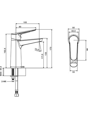 Creavit Bevel Lavabo Bataryası BV1500