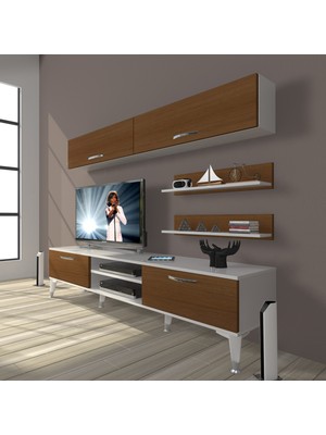 Decoraktiv Eko 5 Mdf DVD Silver Tv Ünitesi Tv Sehpası Beyaz Ceviz